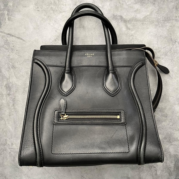 CELINE Micro Luggage Handbag in Drummed Calfskin Black - Picture 1 of 7